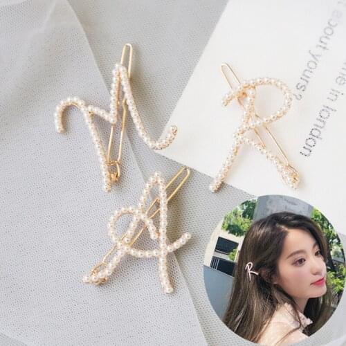 Sweet letters pearl hair clip BB clip Korean temperament lady side clip frog clip hair accessories