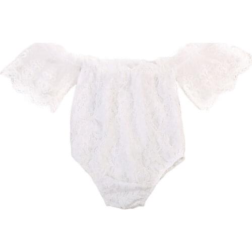 Cute Newborn Baby Girl Lace Romper Off shoulder Lace Jumpsuit One Pieces Sunsuit Princess Children Clothes 0-24M