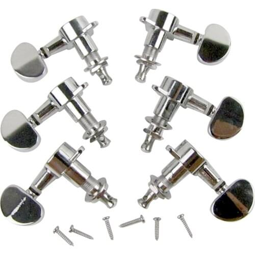 Musiclily 3+3 Sealed Guitar Tuners Tuning Pegs Keys Machine Heads Set, Half Moon Button Chrome