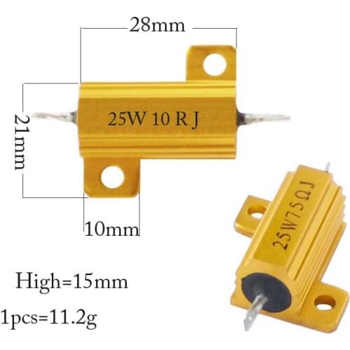 25W 1 2 3 4 5 6 8 10 15 20 30 100 100k 10k 1k 2k ohm 100% Original new Fixed Resistor Power Wirewound Aluminum Resistance +/- 5