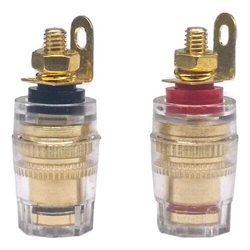 2 pcs Black Red 12 mmTransparent Plastic Housing Connectors Banana Terminal Stereo Plug Channel Dual Connector DIY