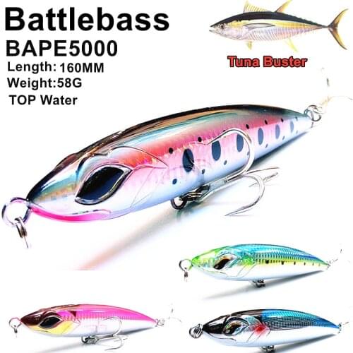 BATTLEBASS 160mm/58g Pencil New Laser-Surface Fishing Lure Steel-Wire-Joint Body 3x-Strength Hook For Tuna GT Big Fish