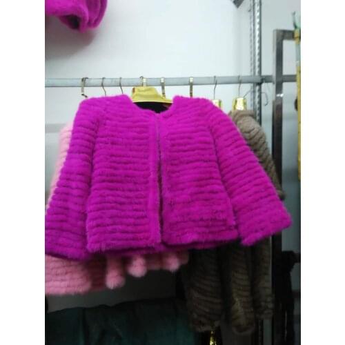 New womens real genunie natural knitted mink fur coat women fashional knit jacket ladies knitting outwear