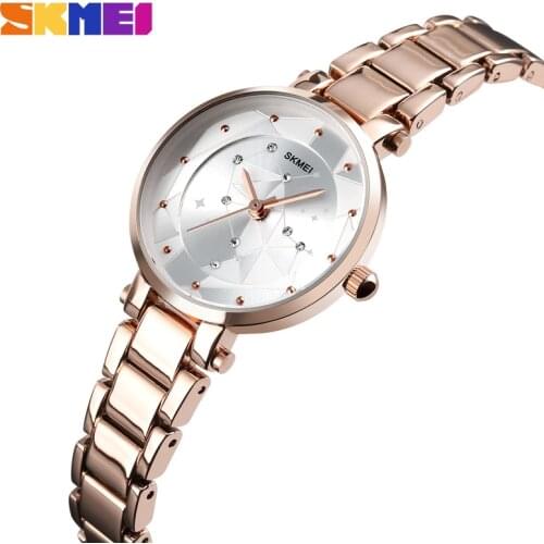SKMEI Women Watches Luxury Bands Alloy Strap Ladies Watch 3Bar Waterproof Fashion Quartz Wristwatches relogio feminino 1411
