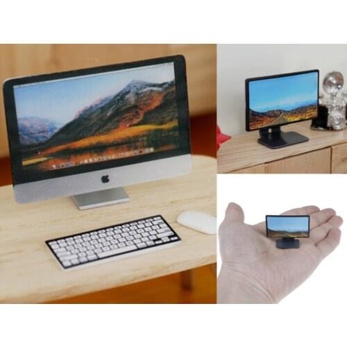 Creative Dollhouse Miniature Modern Computer Set For Children Toy Furniture for Dolls Laptop LCD Computer