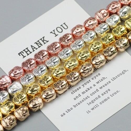 WLYeeS Gold Silvers Buddha head beads 8MM Natural Hematite Plating Loose beads for Jewelry Religion Jewelry Bracelet Making DIY
