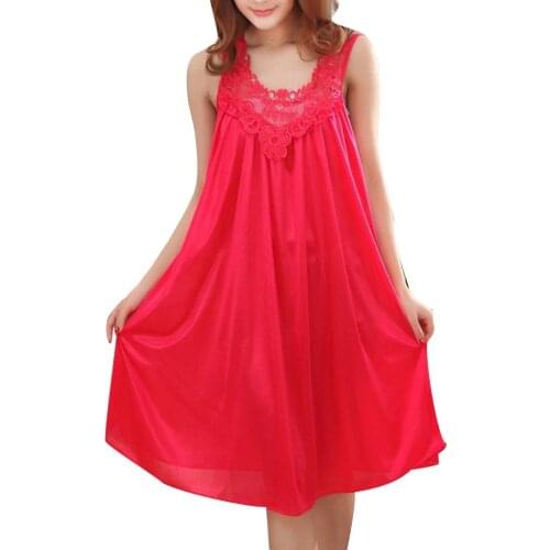Ladies lace sexy strap nightdress Womens Sexy Lace Nightdress Sleepwear Sexy female Sling dress robe de chambre sexy