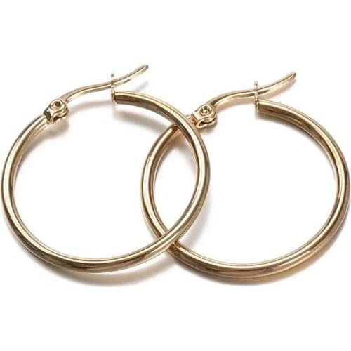 2021 new trendy punk smooth round circle stainless steel gold small hoop earrings for women girl party gift boucle oreille homme