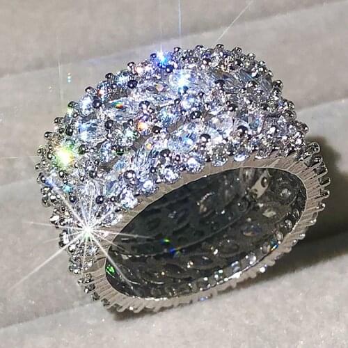 Luxury 925 Sterling silver rings For Women Engagement Wedding Rings set Marquise Cut Simulated diamond painting full Jewelry
