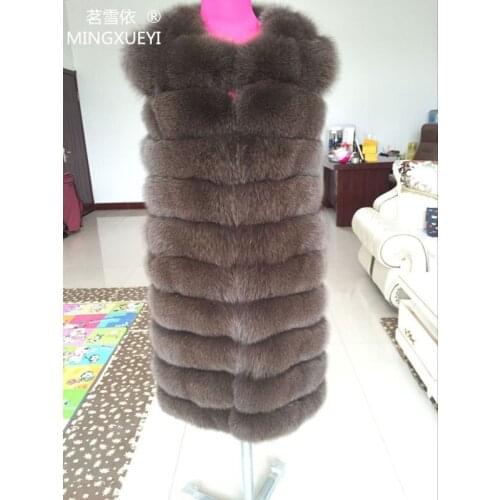 A length of 90 cm fox fur vest for women fall nature fur coat