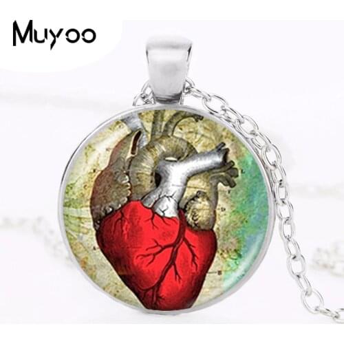 Red Anatomical Human Heart Necklace Punk Gothic Steampunk Pendant Statement Necklace Fashion Jewelry Women Gifts For Doctor HZ1