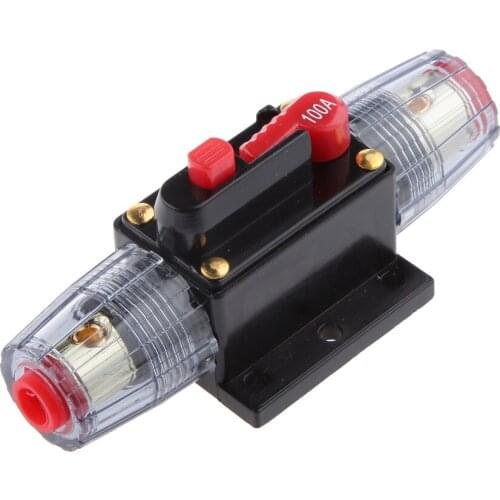 1Pcs Car Stereo Audio Fuse Holder Inline Inverter 100A DC12V-24V Car Push Button Switches Waterproof