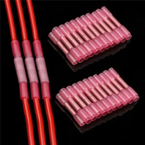 100pcs Heat Shrink Connectors Insulated Waterproof Terminals Seal Butt Electrical Wire Crimp Terminals 22-18 AWG 0.5-1.5mm2