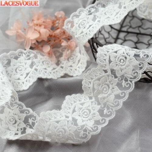 19yards 5cm White Mesh cotton embroidery Lace fabric DIY Garment needlework sewing accessories Handmade Clothing Decoration 277