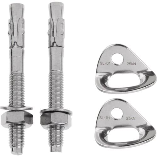 2 Pieces 25KN Outdoor Rock Climbing Anchor Bolt Hanger Expansion Screw Piton for Kayak Canoe Fishing Inflatable Boat Accessory