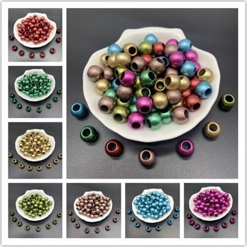 30pcs/lot 12x10mm Matte Acrylic Spacer Beads Big Large Hole Beads For DIY Jewelry Making