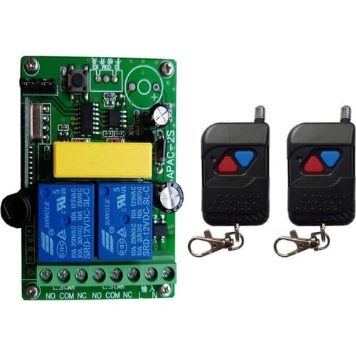 433MHz Universal AC 220V 2CH Wireless Smart Remote Control Switch Receiver Module and RF Transmitter For LED Lights garage door