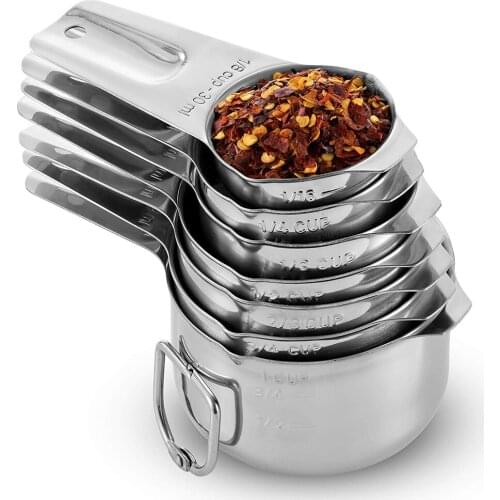 7 Pieces Stainless Steel Measuring Cups Nesting Measuring Cup Set for Dry, Liquid Ingredients, Cooking & Baking
