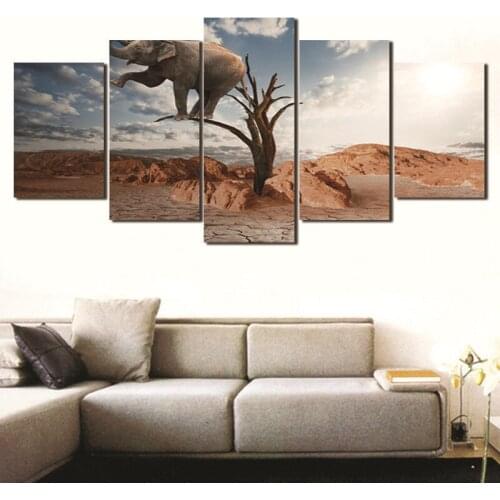 Abstract Painting Elephant On Tree Poster Nordic Style Wall Art Canvas Print Painting Modern Living Room Decoration
