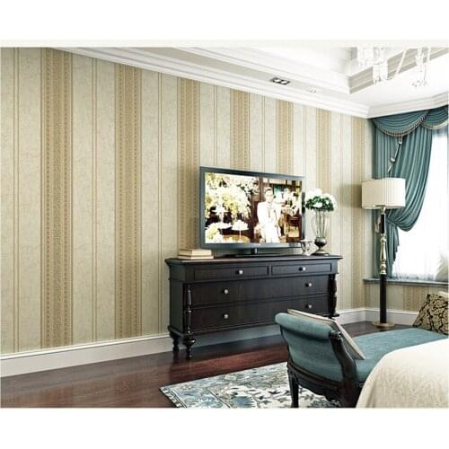 Beibehang Simple European stereo foam nonwoven wall paper Bedroom living room solid color vertical stripes full 3d wallpaper