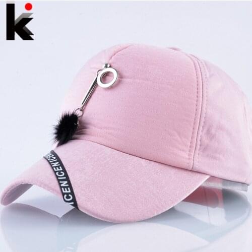 Snapback Caps For Women Spring Autumn Pink Baseball Cap Female Metal Decoration Fashion Hip Hop Hats Girls Trucker Hat Gorro