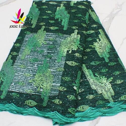 Sequin Flocking Lace Teal Green African Mesh fabric embroidered french tulle fabric embroidery design Net Africain du Nigeria