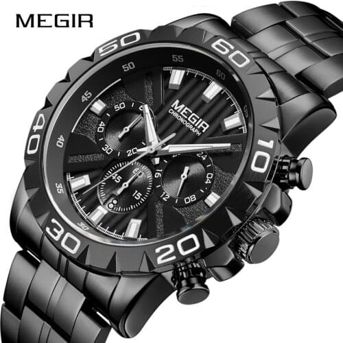 MEGIR Mens Casual Business Complete Clander Quartz Watches Waterproof Luminous Date Wristwatches Relogio Masculino Male Clock