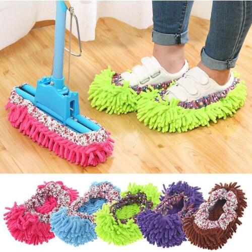 Shoes Cover Mop Home Floor Cleaning Slipper Chenille Micro Fiber Shoes Covers Drag Mop Micro Velvet Shoes Clearn Cloth Free Ship