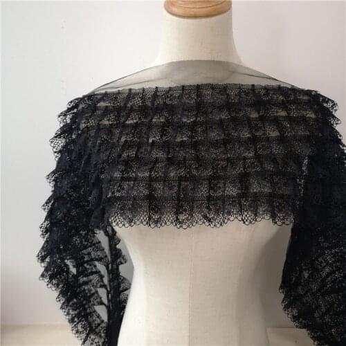 20 cm wide black diy multi-layer pleated lace trim skirt lengthened pleated lace accessories