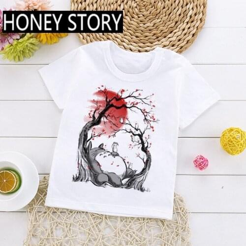 Kids Funny Japanese Anime Kawaii Totoro T Shirt Spirited Away Children Clothes Studio Ghibli Cartoon Graphic Tee Boys/girls Tops