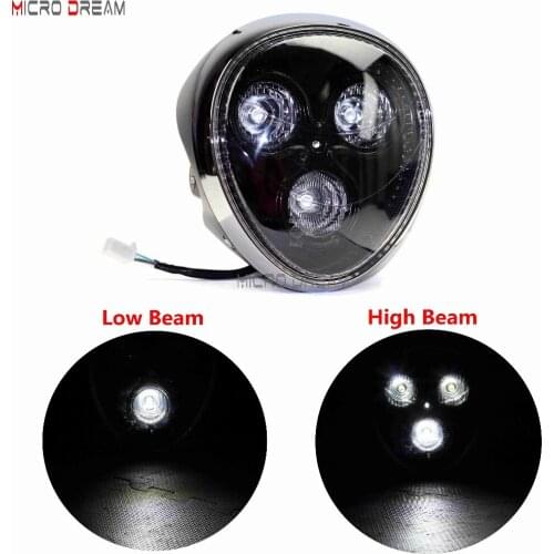 E-Mark LED Motorcycle Monkey Face Headlight For Honda Yamaha Triumph Choppers Cafe Racer Street Bike Universal Front Head Lamp