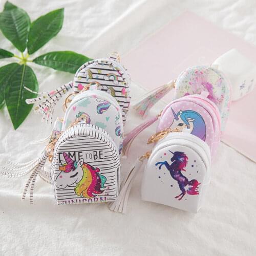 Purses Digital Printing Unicorn Set Design Tassel Coin Purse Key Card Bag Gift Coin Purses