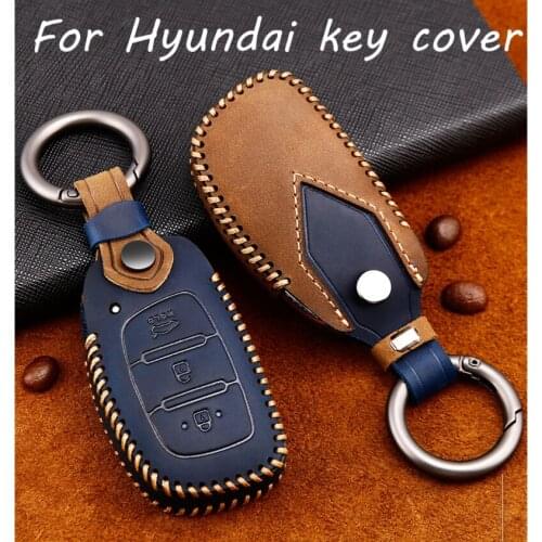 Leather Car Remote Key Fob Shell Cover Case for Hyundai Hb20 Solaris I10 I20 I30 Elantra IX25 IX35 IX45 Protection Key Shell