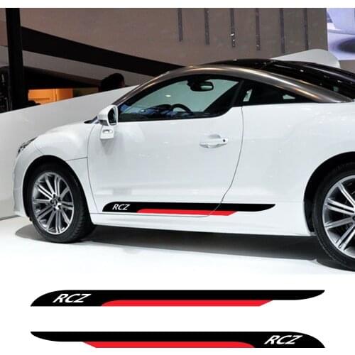 2PCS Creative Car Door Side Skirt Stripes Stickers For Peugeot RCZ Sport Styling Auto Body Decor Vinyl PVC Decal Car Accessories