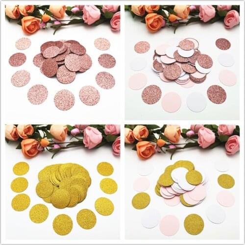 200pcs 3cm Glitter Round Rose Gold Paper Confetti Wedding Paper Card Circles Birthday Party Supplies Baby Shower Decor