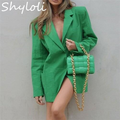 Shyloli 2021 European And American Autumn And Winter New Women Loose Bag Buckle Shoulder Pad Jacket All-Match Fashionable