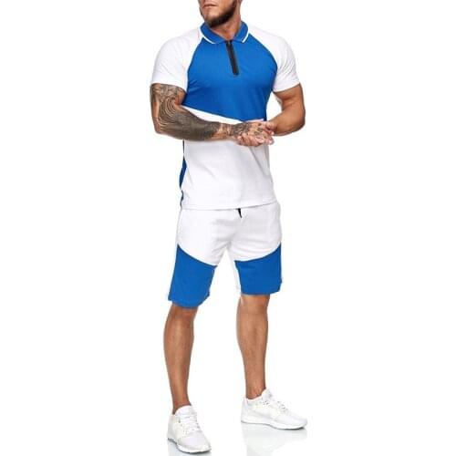 Summer sets men Casual fashion Patchwork Short Sleeve T-shirt Shorts set sports suit men jogging soccer tracksuit men