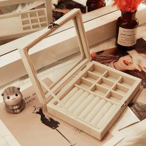 Hot Sales Fashion Portable Velvet Jewelry Ring Jewelry Display Organizer Box Tray Holder Earring Jewelry Storage jewelry box