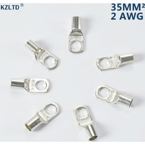 Lot of 20 Tinned Cable Lug Terminals 35mm 2 AWG M10 Stud Copper Passing Through Terminals SC35-10
