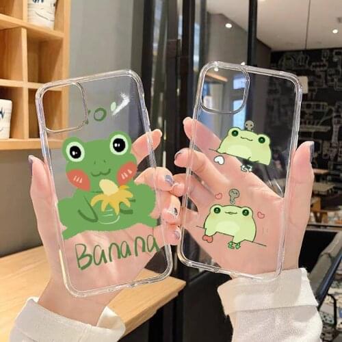 Cartoon frog animal cute Phone Case Transparent for iPhone 6 7 8 11 12 s mini pro X XS XR MAX Plus SE cover funda shell
