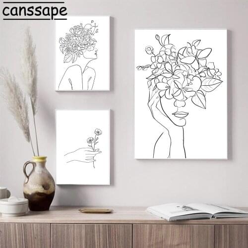 Minimalist Wall Print Abstract Canvas Paintings Fashion Line Girl Prints Nordic Art Posters Modern Pictures Living Room Decor