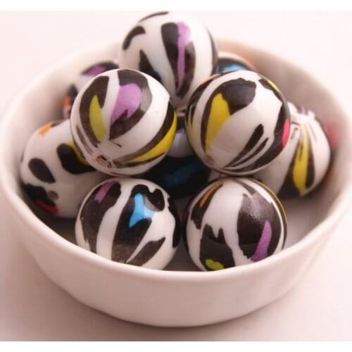 OYKZA Fashion 20mm 100pcs Acrylic Colorful Solid Print Leopard Beads for Girls Necklace Jewelry