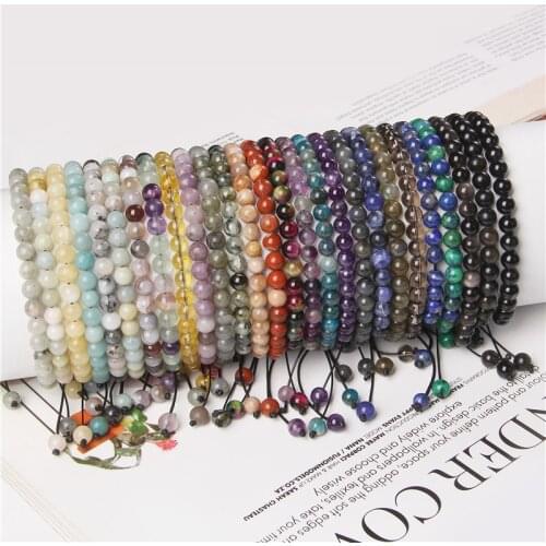 6 mm Blue Dzi Agat Braid Bracelets Men Jewelry Handmade Black Rope Natural Amazonite Stone Bangle Women Adjustable Reiki Pulsera