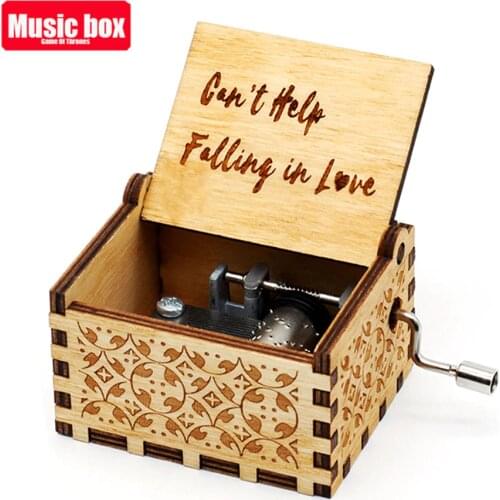 Antique Carved Musical Box Hand-Cranked Wooden Music Box falling in Love Theme Caixa De Musica Birthday Present Party Casket