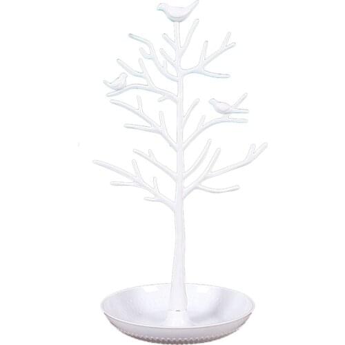 White Birds Tree Tabletop Jewelry Display Necklace Earring Stands Ring Bracelet Jewelry Holder Tree Organizer Rack Tower