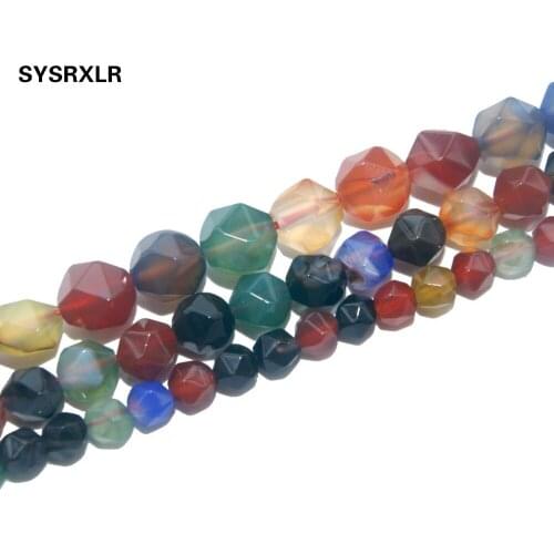 Wholesale Faceted Colorful Agates Natural Stone Beads Round Spacer Beads For Jewelry Making Diy Bracelet Necklace 6/8/10 MM