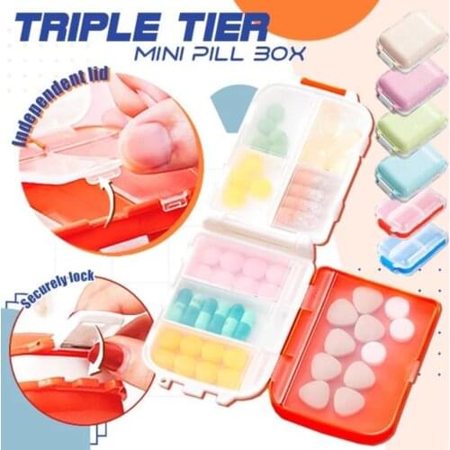 Removable Compartments Pill-box Organizer Medicine Triple-tier Mini 3 Layers Box Cutter 7 Day Pill Container Cartoon Case Holder
