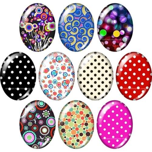 New beauty dots patterns 13x18mm/18x25mm/30x40mm mixed Oval photo glass cabochon demo flat back Jewelry findings TB0006