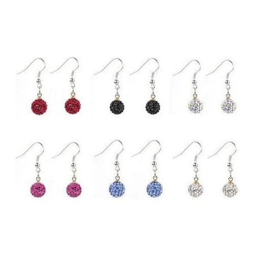 Hr45e 10mm Clay Mixed 20 Color MOW Crystal Micro Pave Disco Ball Silver Plated crystal Earrings drop Stud
