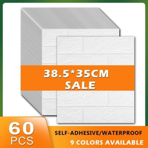 60Pcs Self Adhesive Wallpaper Wall DecorPeel and Stick 3D Panel Living Bedroom DIY Waterproof Foam Brick Stickers Kids Room
